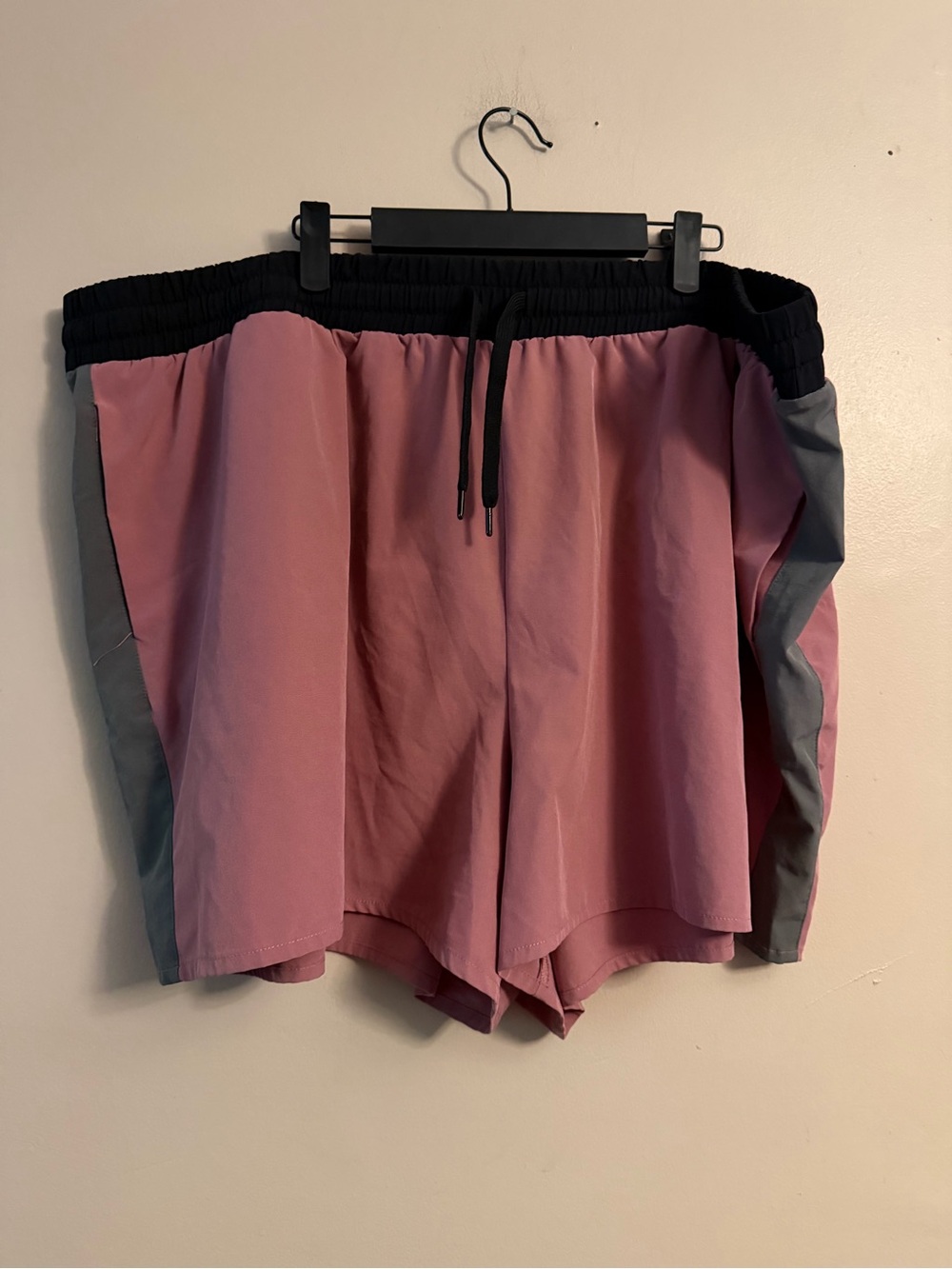 torrid Pink Athletic Shorts with Black Waistband and Gray Side Panels